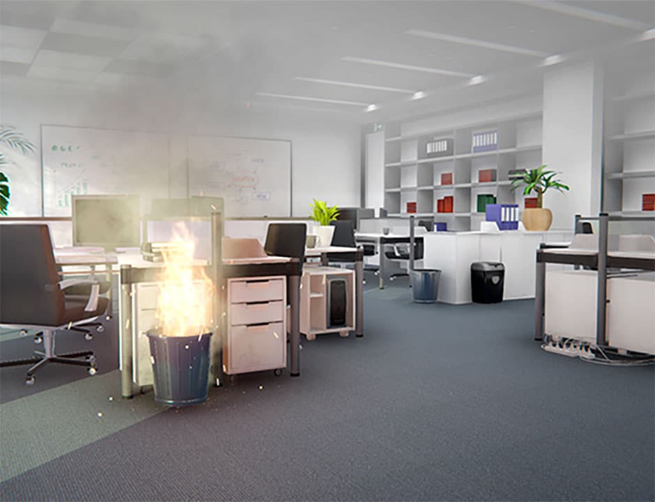 Bin on Fire in Office Bin on Fire in Office