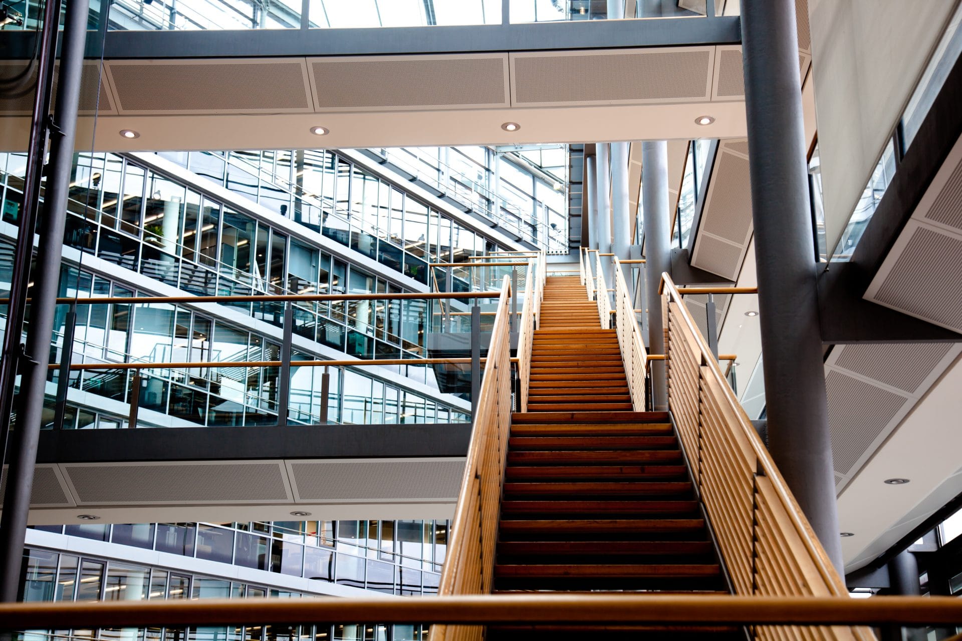 Staircase in modern office building "modern office building, Canon 5D Mark II"