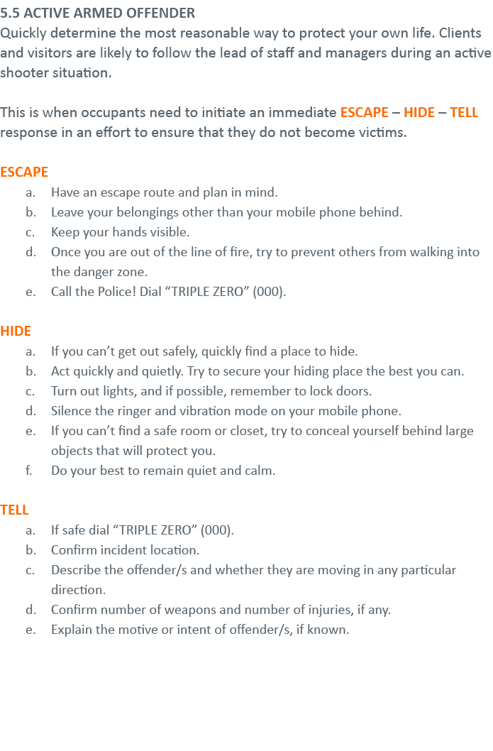 5 5 ACTIVE ARMED OFFENDER Quickly determine the most reasonable way to protect your own life  Clients and visitors ar   