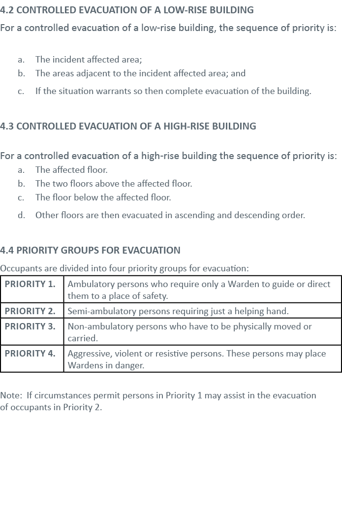 4 2 CONTROLLED EVACUATION OF A LOW-RISE BUILDING For a controlled evacuation of a low-rise building, the sequence of    