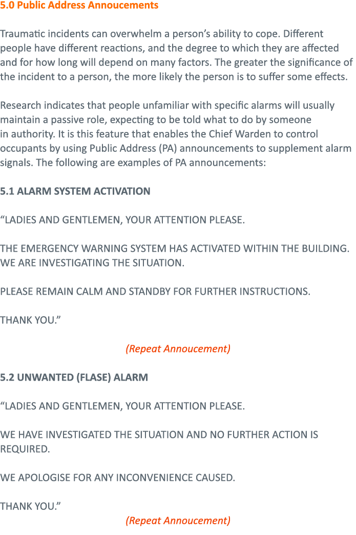 5 0 Public Address Annoucements Traumatic incidents can overwhelm a person s ability to cope  Different people have d   