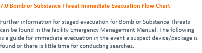 7 0 Bomb or Substance Threat Immediate Evacuation Flow Chart Further information for staged evacuation for Bomb or Su   