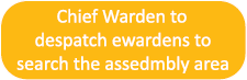 Chief Warden to despatch ewardens to search the assedmbly area